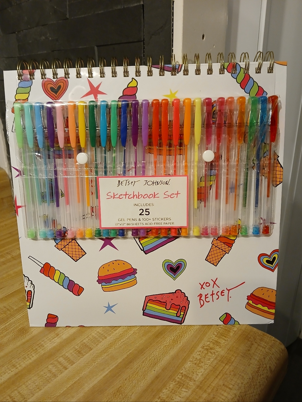 Betsey Johnson NWT Large Sketchbook, 25 Pens & Stickers